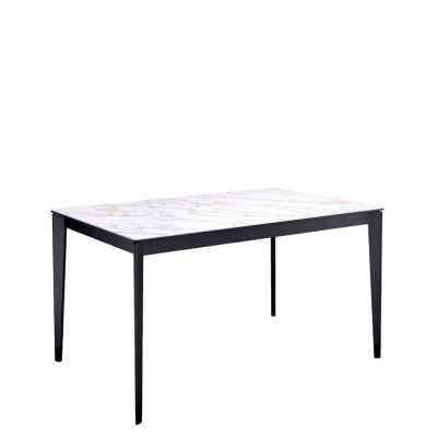 Стол обеденный Kenner KR1400 Черный / Мрамор белый глянец