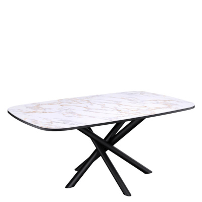 Стол обеденный Kenner DF1550 Черный / Мрамор белый глянец