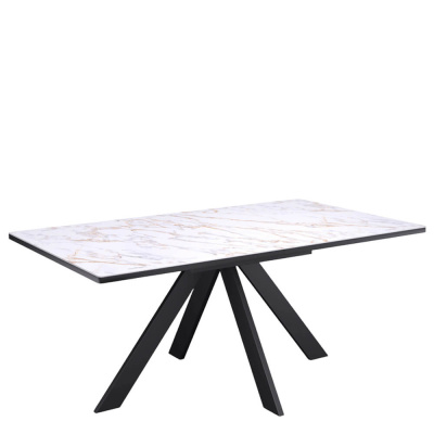Стол обеденный Kenner DL1600 Черный / Мрамор белый глянец