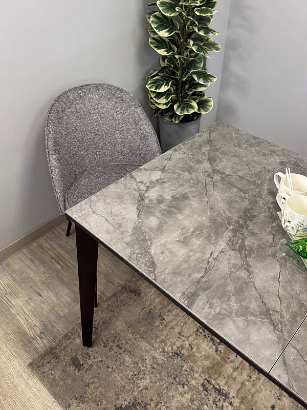 Стол обеденный Kenner KR1400 Черный / Мрамор серый глянец