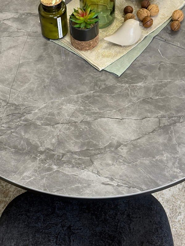 Стол обеденный Kenner R1100s Черный / Мрамор серый глянец