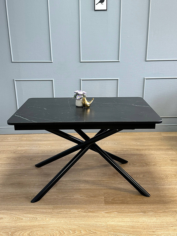 Стол обеденный Kenner DK1200 Черный / Мрамор черный