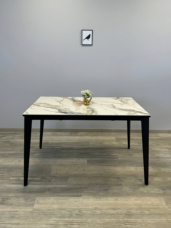 Стол обеденный Kenner KR1200 Черный / Мрамор золотой глянец