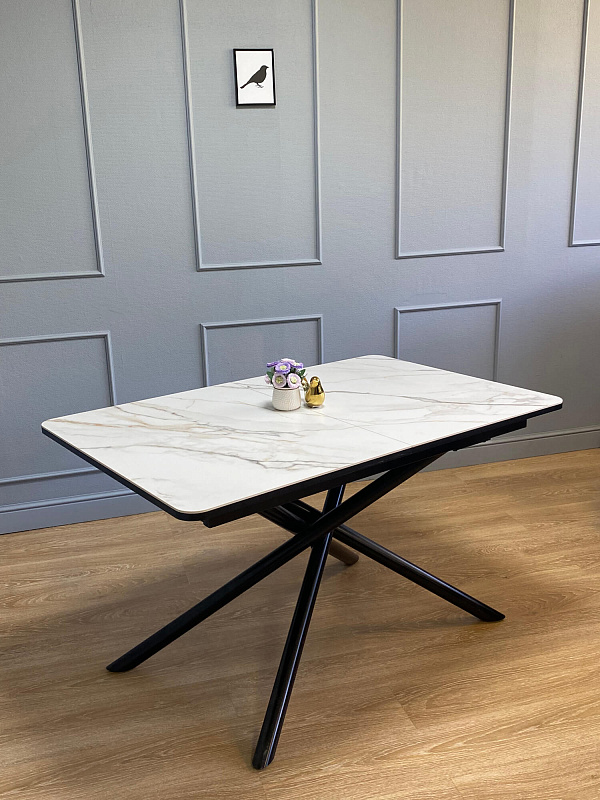 Стол обеденный Kenner DK1200 Черный / Мрамор золотой