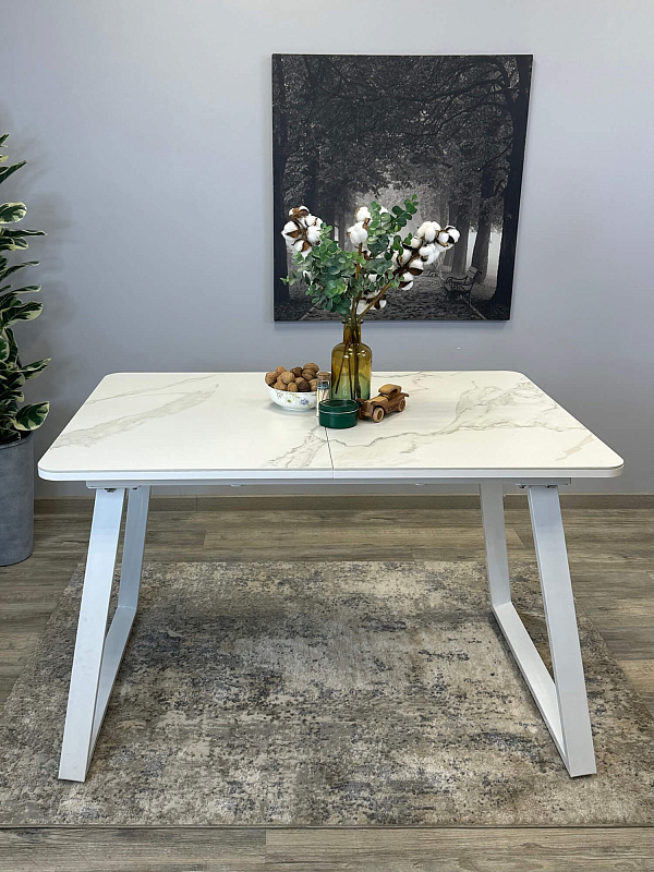 Стол обеденный Kenner AZ1200 Белый / Мрамор белый
