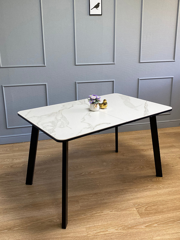 Стол обеденный Kenner AA1200 Черный / Мрамор белый