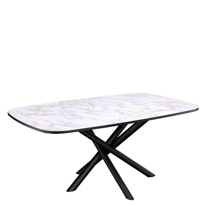 Стол обеденный Kenner DF1550 Черный / Мрамор белый глянец