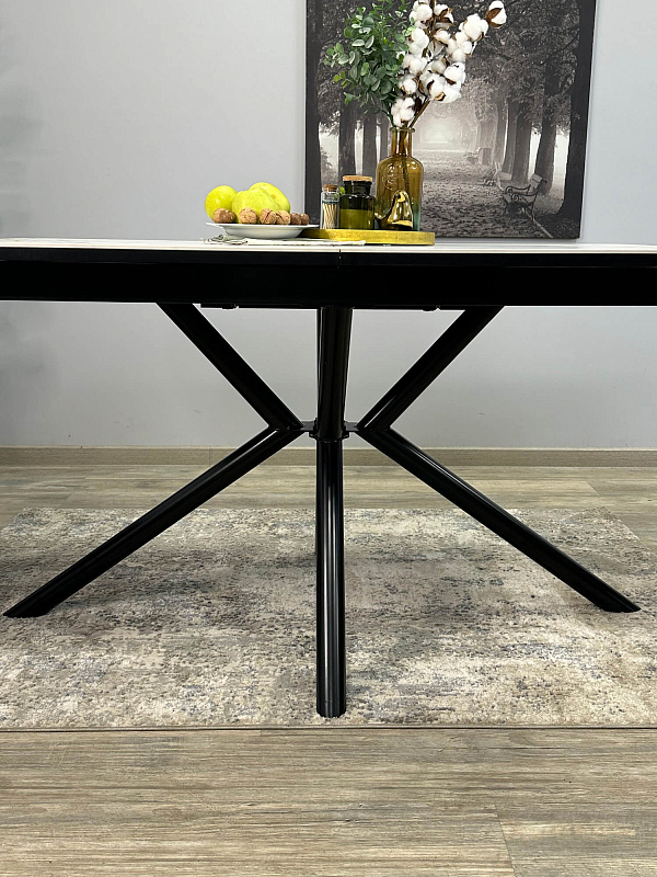 Стол обеденный Kenner DM1400 Черный / Мрамор золотой