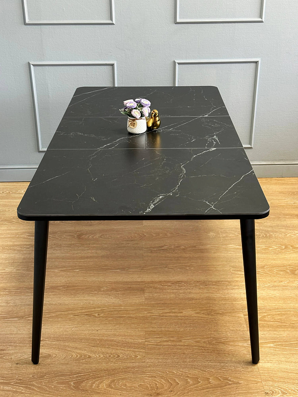 Стол обеденный Kenner KS1200 Черный / Мрамор черный