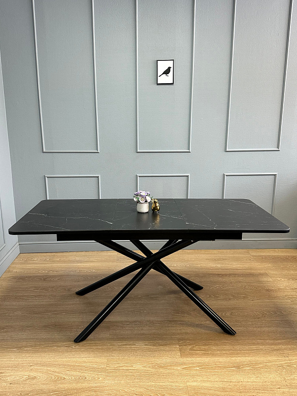 Стол обеденный Kenner DK1200 Черный / Мрамор черный