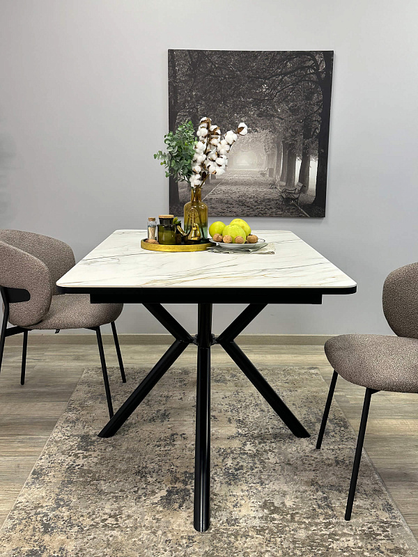 Стол обеденный Kenner DM1400 Черный / Мрамор золотой