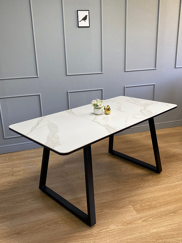 Стол обеденный Kenner AZ1200 Черный / Мрамор белый