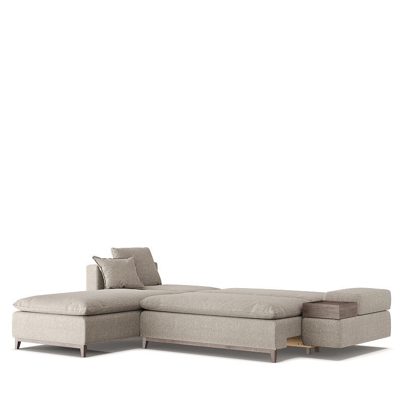 Угловой диван Lanz ММ105.7 с оттоманкой и механизмом Еврокнижка