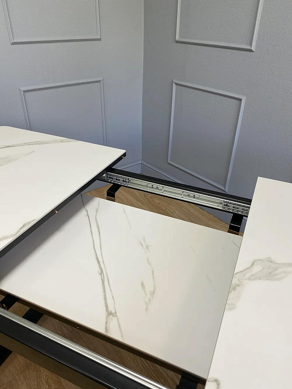 Стол обеденный Kenner AA1200 Черный / Мрамор белый