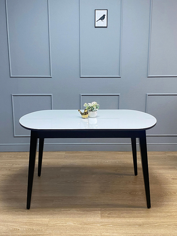 Стол обеденный Kenner 1300M Венге / Стекло белый глянец