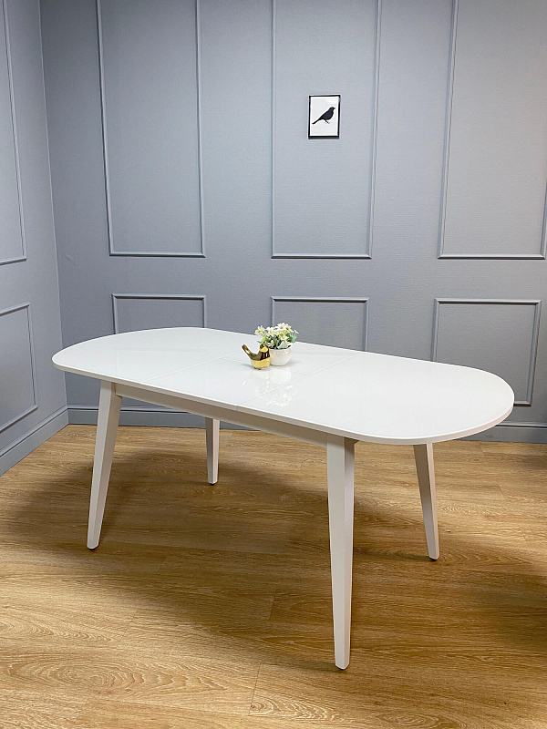 Стол обеденный Kenner 1300M Белый / Стекло белый глянец