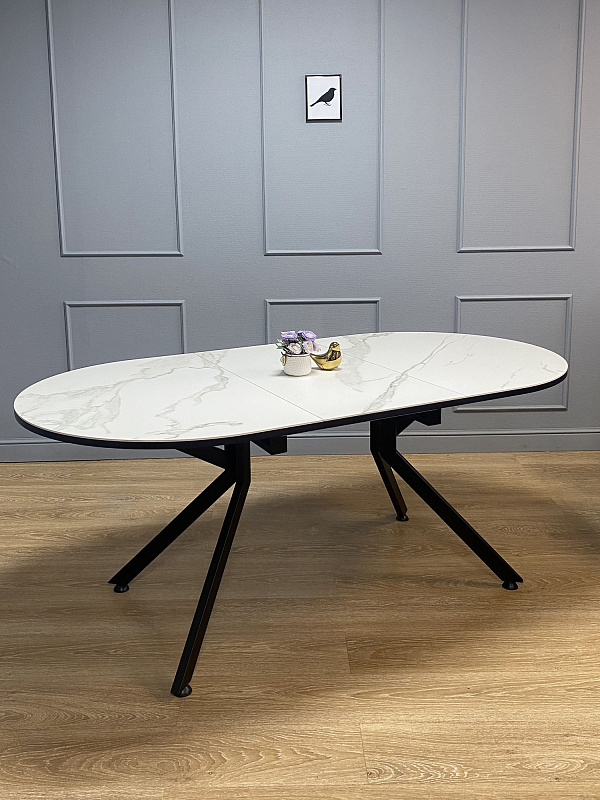 Стол обеденный KENNER DO1300 Черный / Мрамор белый