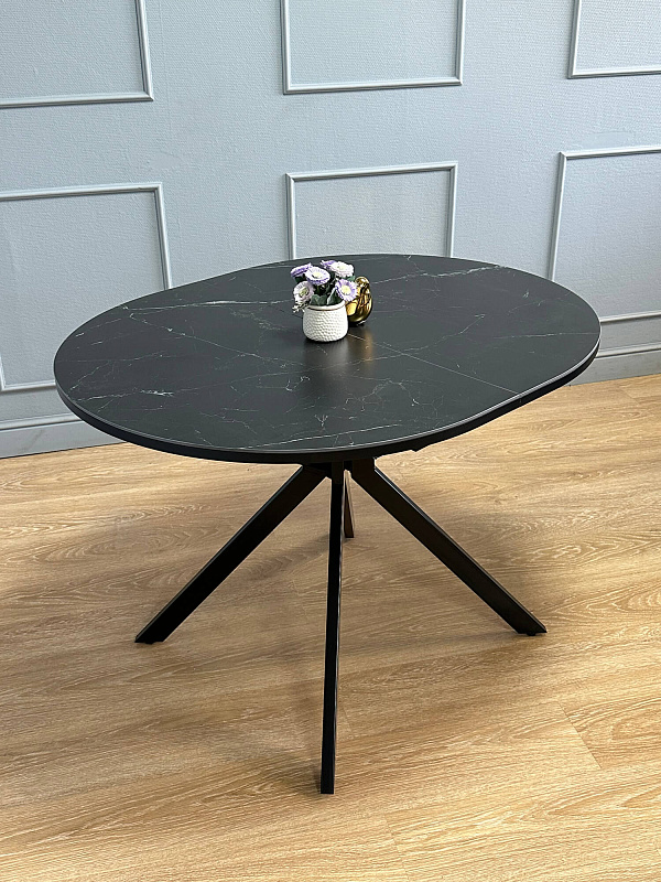 Стол обеденный Kenner DO1100 Черный / Мрамор черный