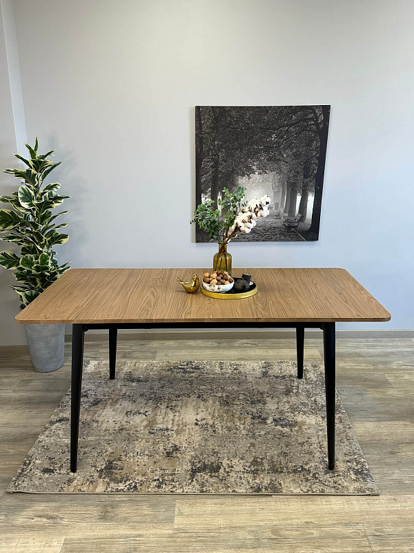 Стол обеденный Kenner KS1200 Черный / Дуб коричневый