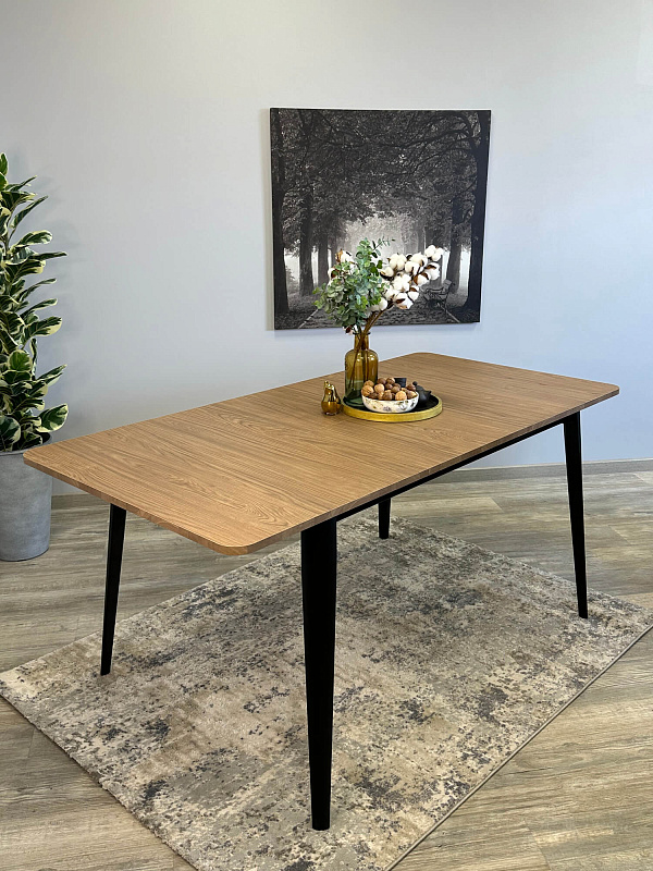 Стол обеденный Kenner KS1200 Черный / Дуб коричневый