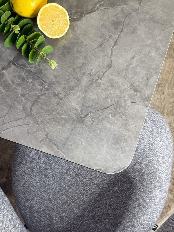 Стол обеденный Kenner DL1600 Черный / Мрамор серый глянец