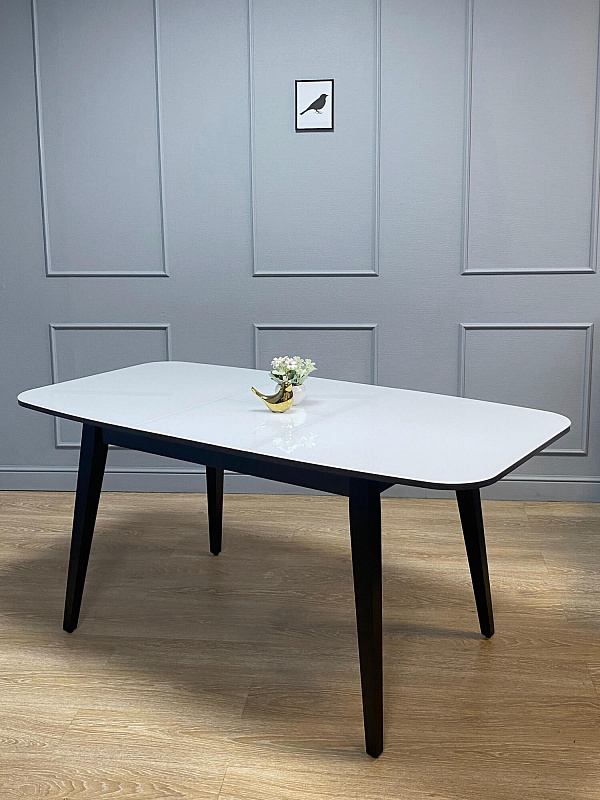 Стол обеденный Kenner 1200M Венге / Стекло белый глянец