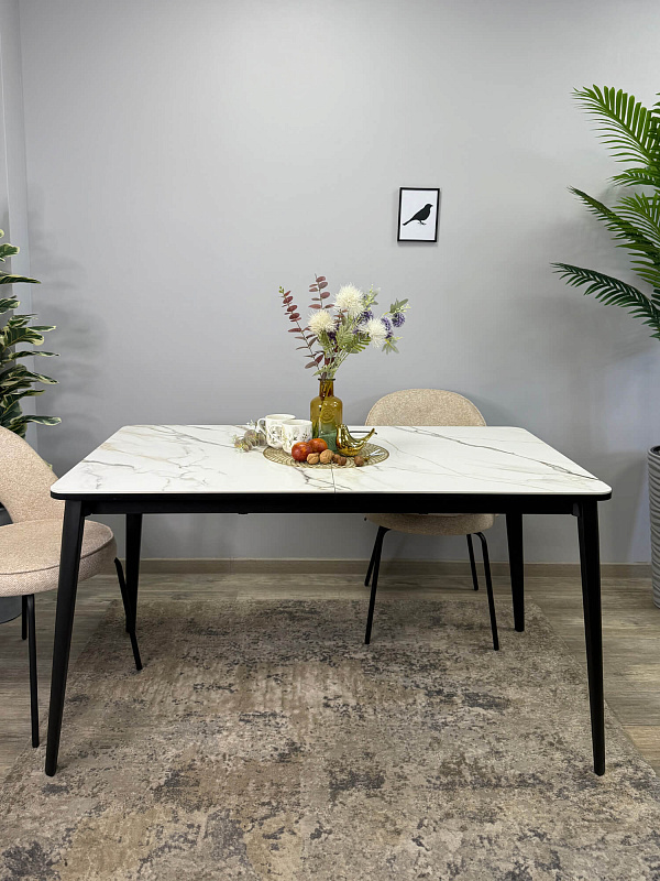 Стол обеденный Kenner KS1400 Черный / Мрамор золотой