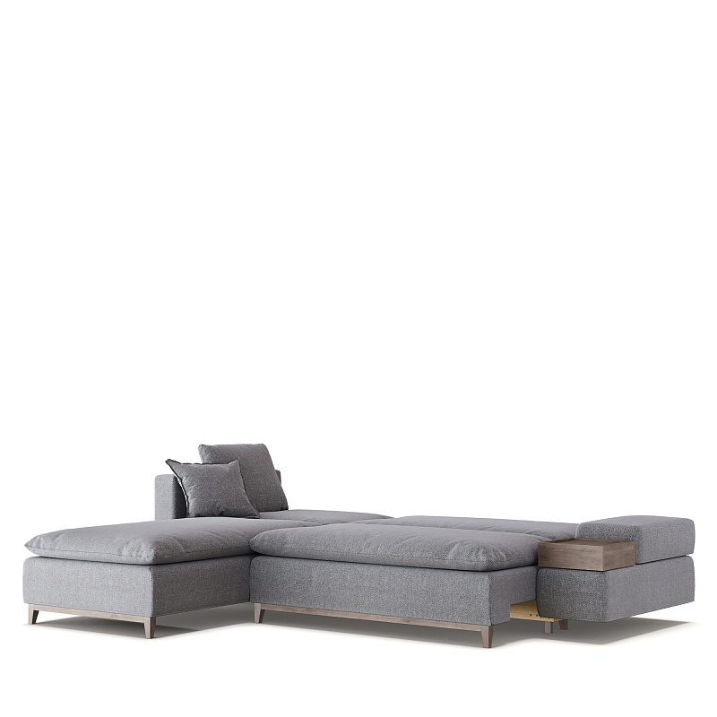 Угловой диван Lanz ММ105.8 с оттоманкой и механизмом Еврокнижка