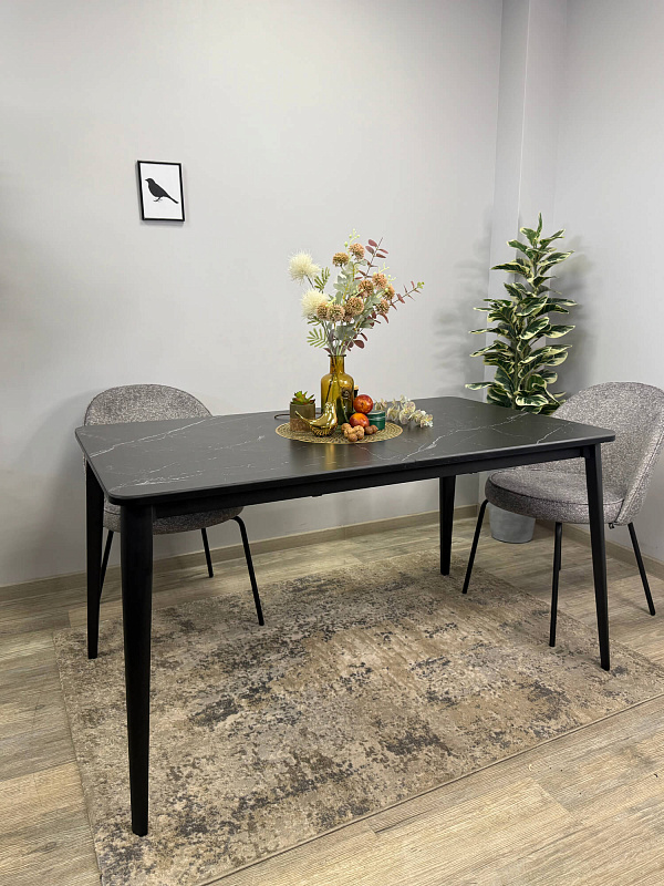 Стол обеденный Kenner KS1400 Черный / Мрамор черный