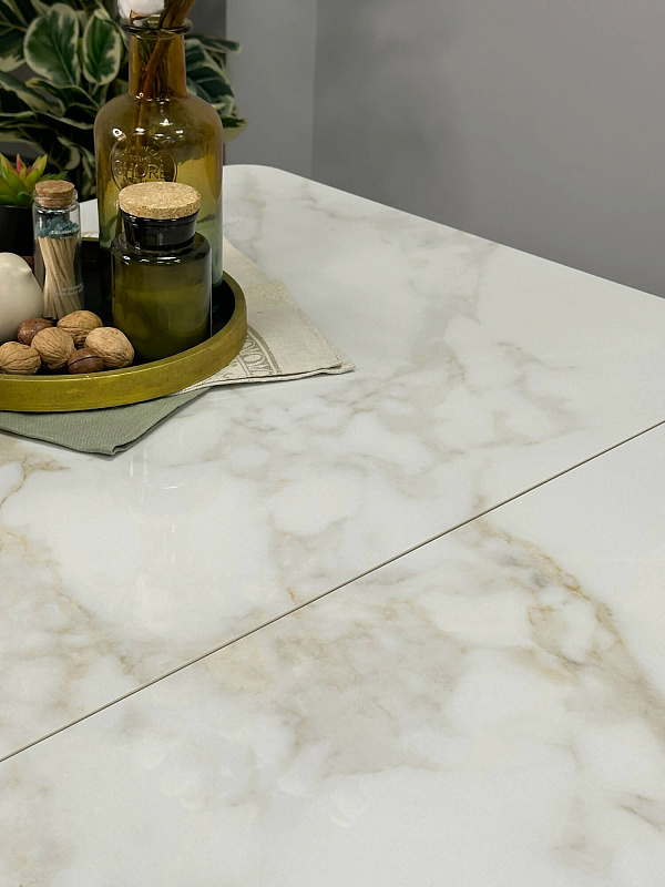 Стол обеденный Kenner DL1300 Черный / Мрамор белый глянец