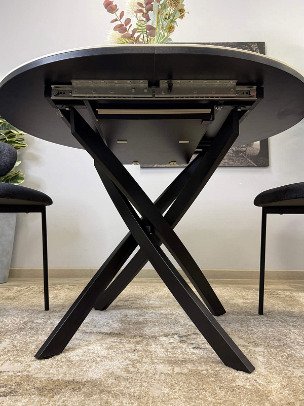 Стол обеденный Kenner R1000 Черный / Мрамор белый