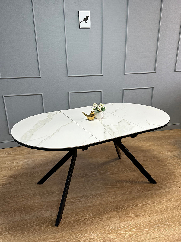 Стол обеденный Kenner DO1100 Черный / Мрамор белый