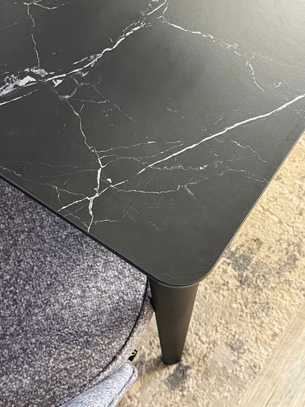 Стол обеденный Kenner KS1400 Черный / Мрамор черный