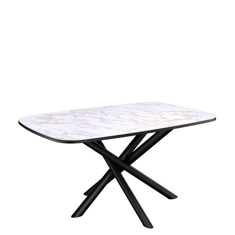Стол обеденный Kenner DF1250 Черный / Мрамор белый глянец