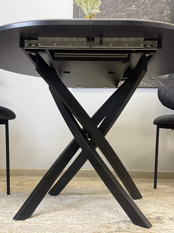 Стол обеденный Kenner R1100s Черный / Мрамор серый глянец