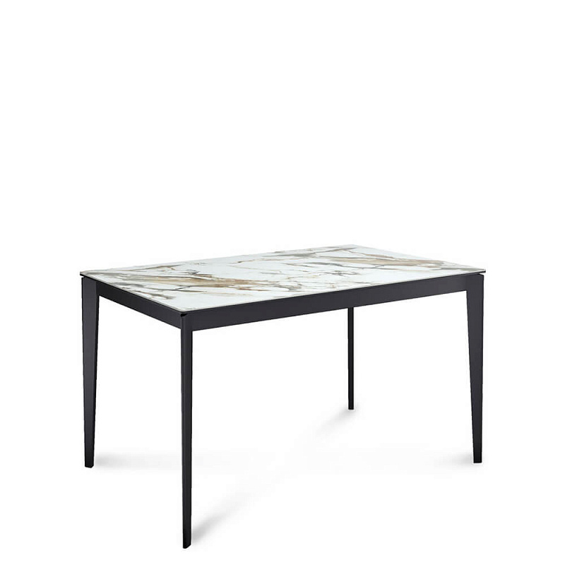 Стол обеденный Kenner KR1200 Черный / Мрамор золотой глянец