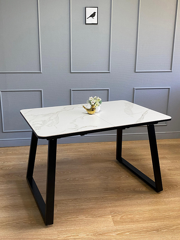 Стол обеденный Kenner AZ1200 Черный / Мрамор белый