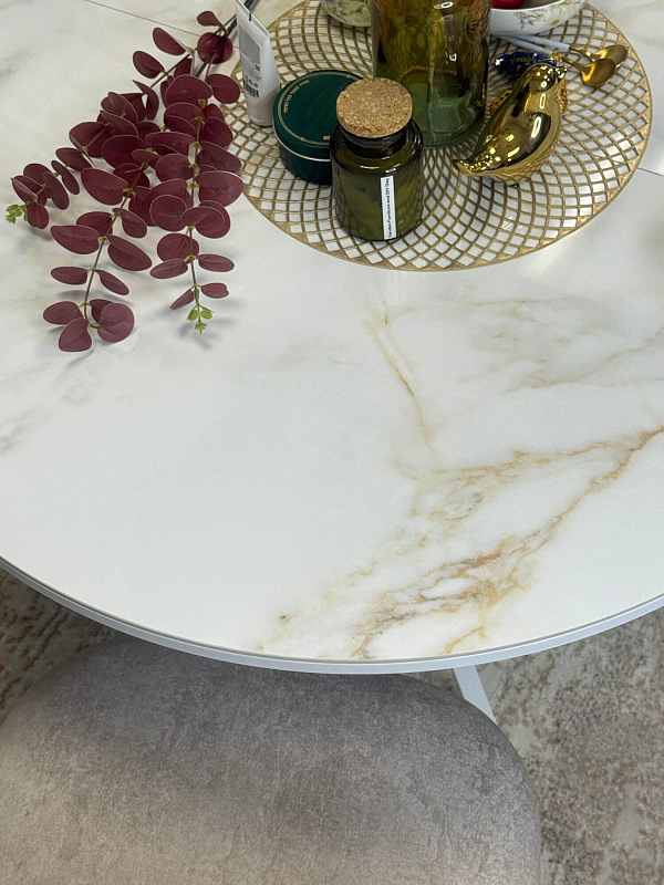 Стол обеденный Kenner R1100s Белый / Мрамор белый глянец