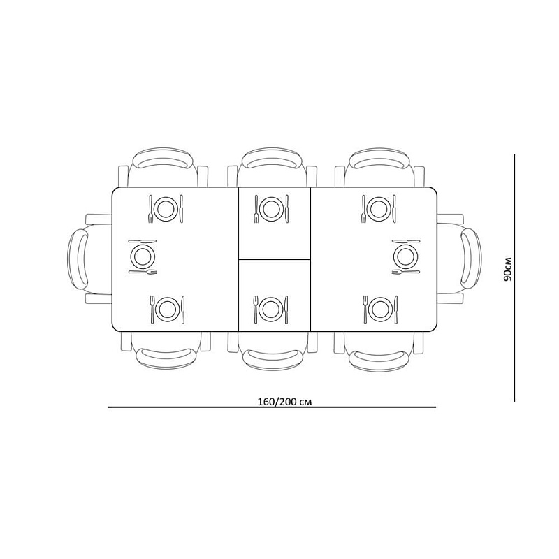 Стол обеденный Kenner DL1600 Черный / Мрамор серый глянец