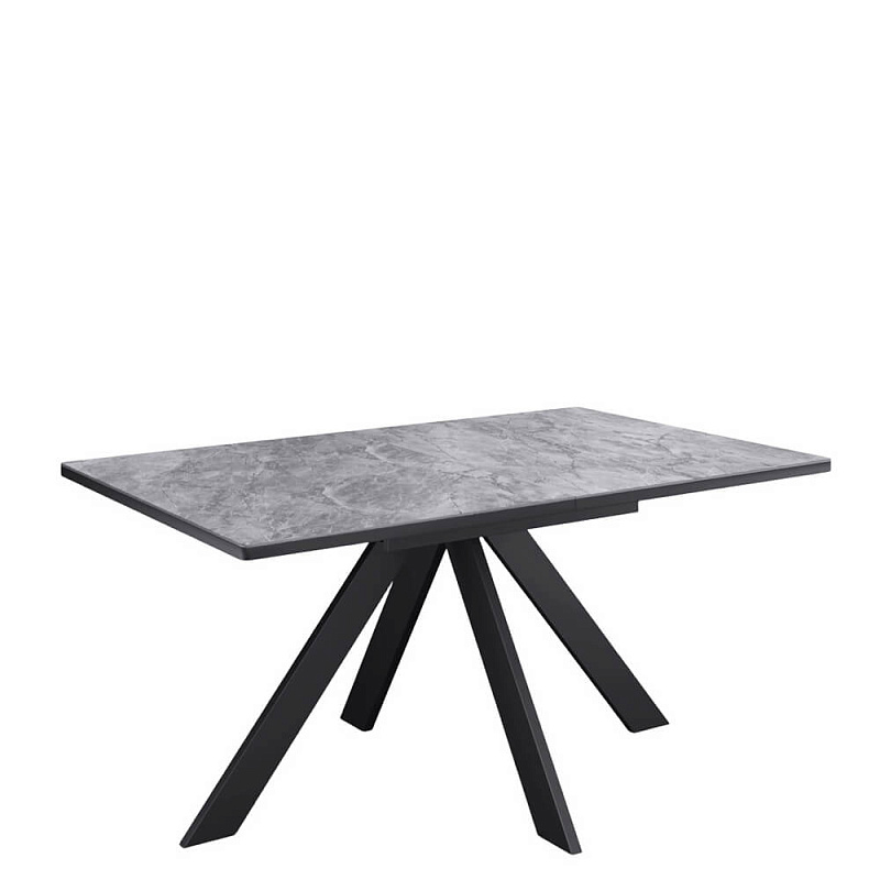 Стол обеденный Kenner DL1300 Черный / Мрамор серый глянец