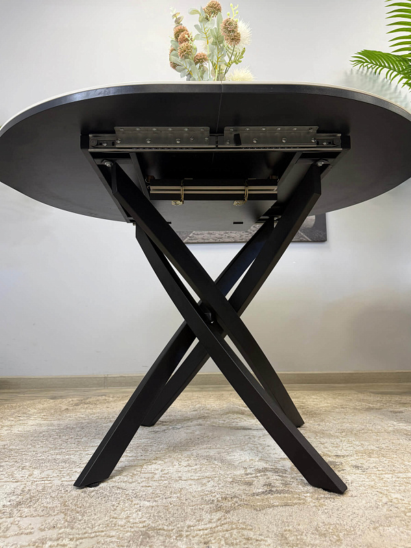 Стол обеденный Kenner R1100s Черный / Мрамор белый глянец