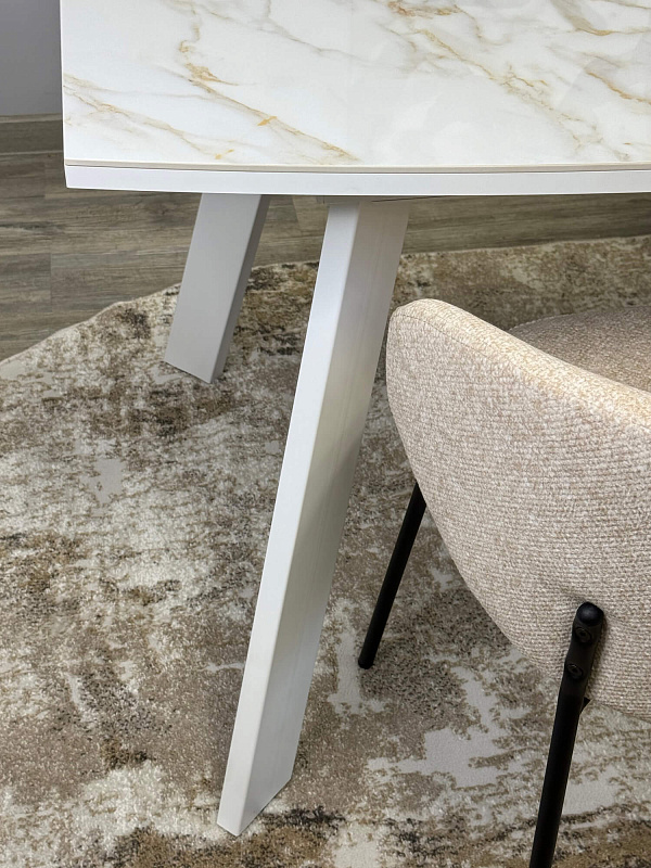 Стол обеденный Kenner SL1600 Белый / Мрамор белый глянец