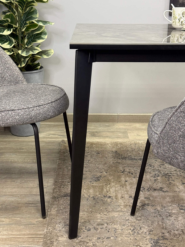 Стол обеденный Kenner KR1400 Черный / Мрамор серый глянец