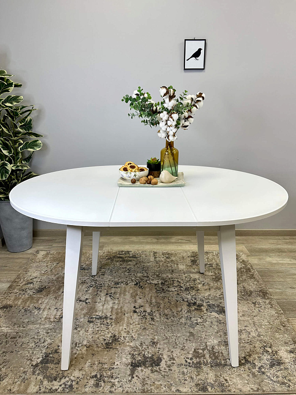 Стол обеденный KENNER 1000M Белый / Стекло белый сатин