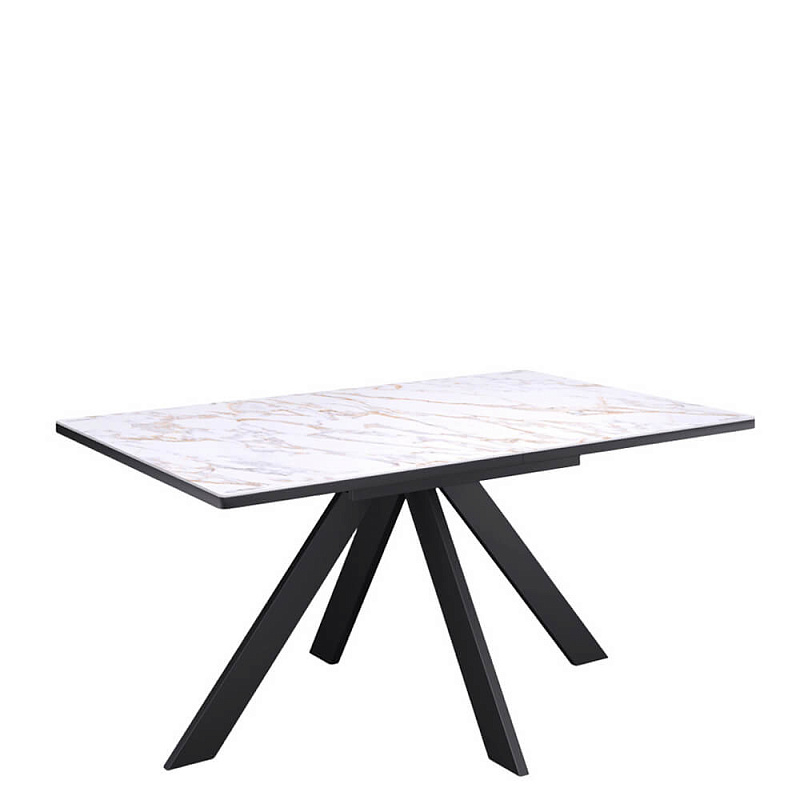 Стол обеденный Kenner DL1300 Черный / Мрамор белый глянец