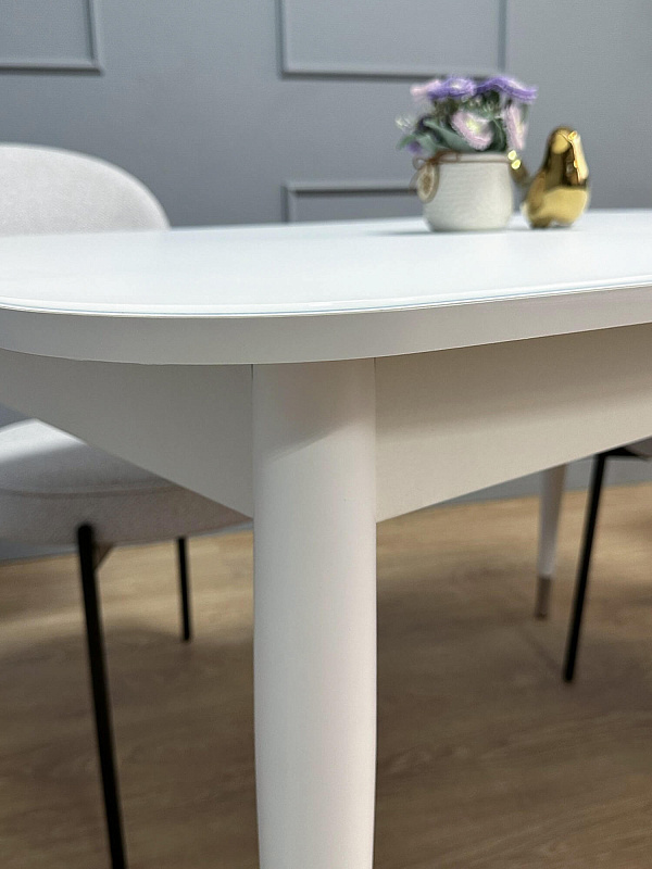 Стол обеденный KENNER K1250 Белый / Стекло белый глянец