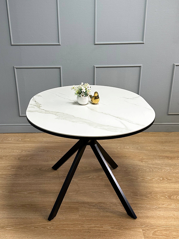 Стол обеденный Kenner DO1100 Черный / Мрамор белый