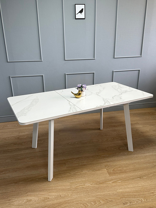 Стол обеденный Kenner AA1200 Белый / Мрамор белый