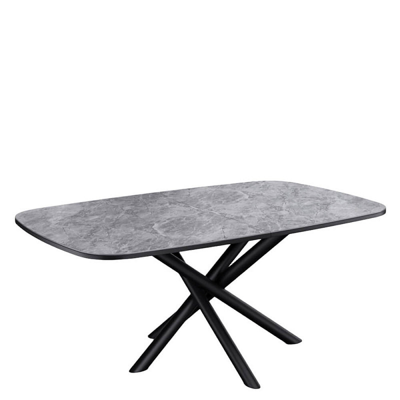 Стол обеденный Kenner DF1550 Черный / Мрамор серый глянец