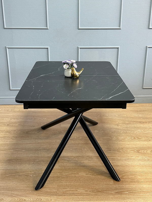 Стол обеденный Kenner DK1200 Черный / Мрамор черный